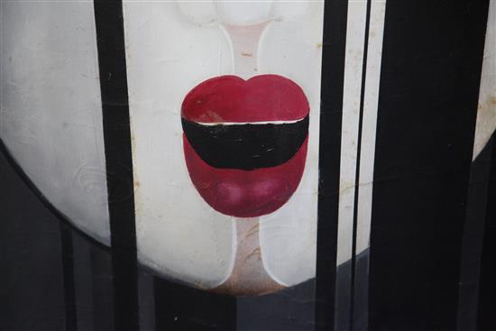 § René Gruau (1909-2004) Japanese mask 51 x 39.5in., unframed